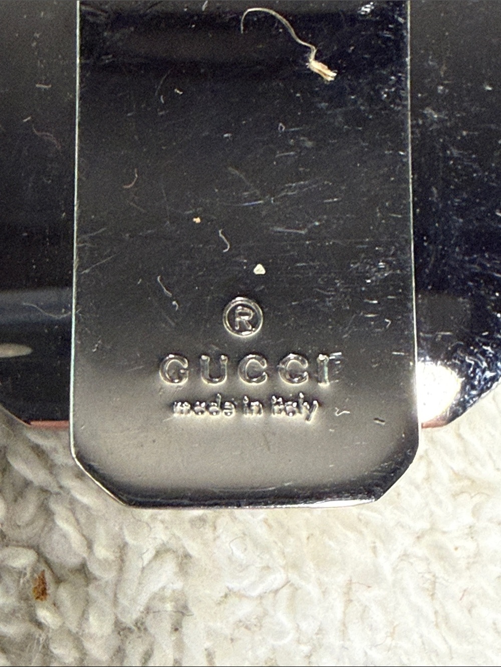 Gucci Guccissima GG Logo Leather Silver Tone Money Clip Wallet Accessory - Picture 5 of 6